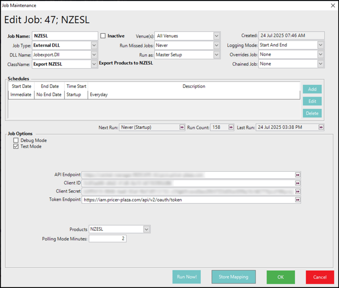 NZESL Scheduled Job Configuration